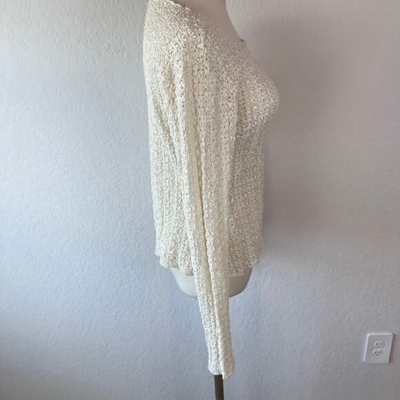 Natural Life Lace Layering Top in Ivory Long Sleeve size Medium Boho Coastal - Picture 5 of 9